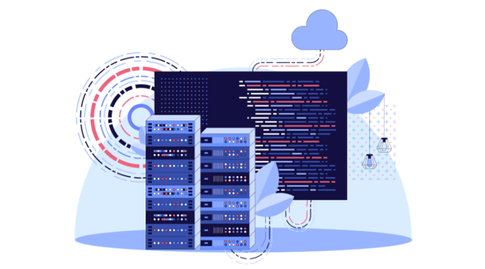Ilustración de inteligencia artificial gestionando un data center