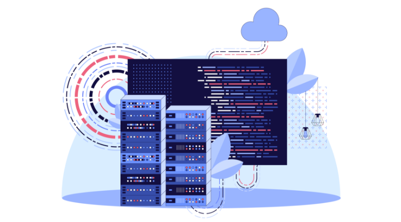 Ilustración de inteligencia artificial gestionando un data center